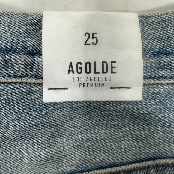 New Agolde Kat 80s Denim Mini Skirt 25 In Parking Lot Blue High Rise Y2K Retro - Picture 9 of 14
